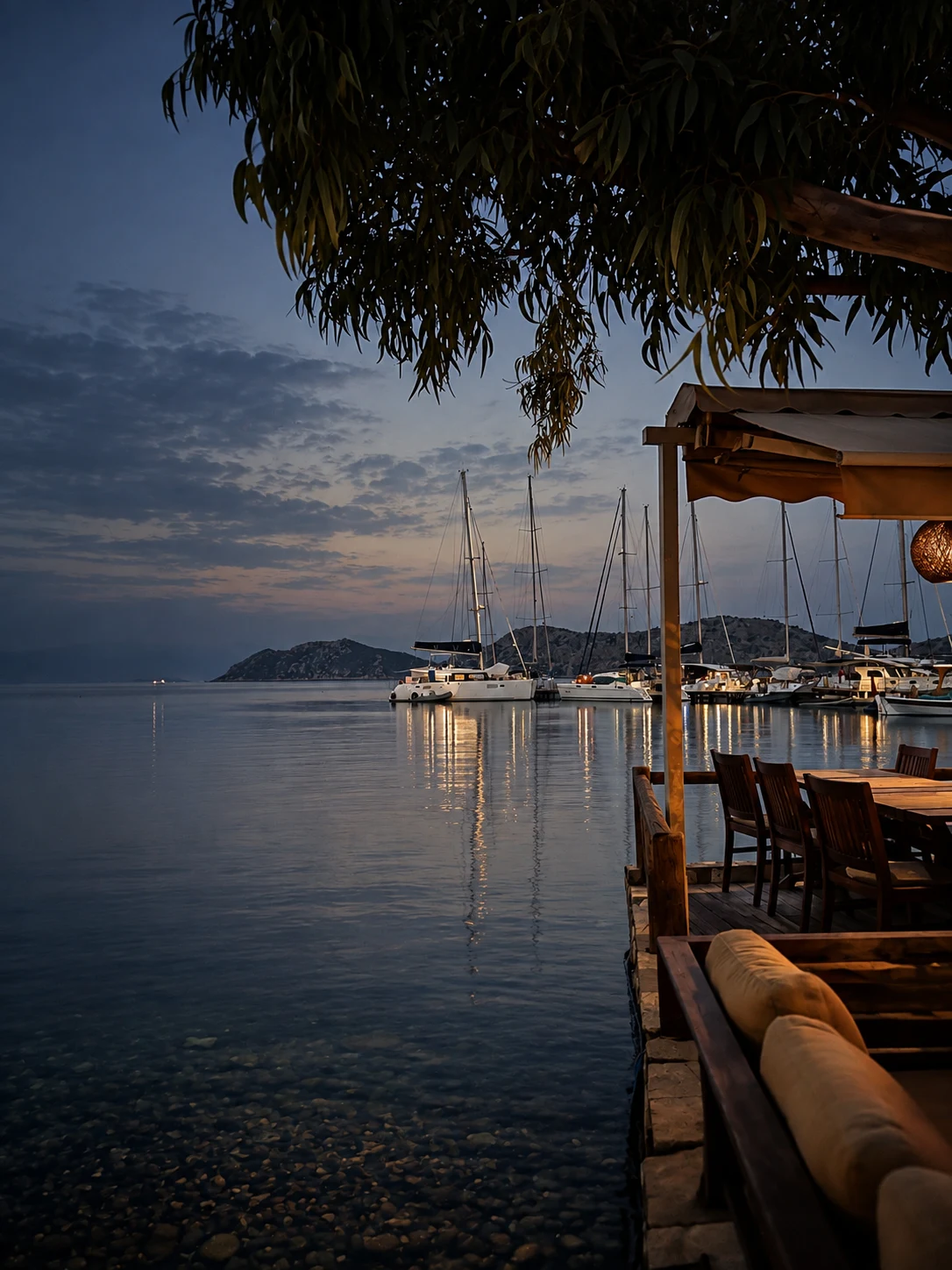 Alacakaranlıkta Huzurlu Marina Manzarası
