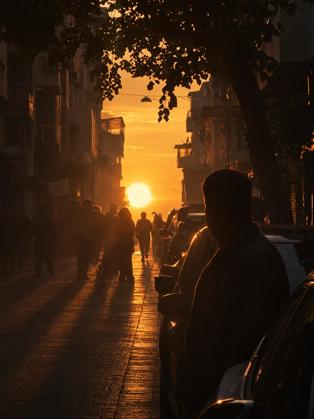 Gün Batımında Sessiz Şehir Sokağı
